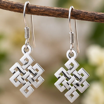 925 Sterling Silver Celtic Knot Dangle Earrings Endless Knot Hook Handmade Boho Jewelry Gift for Women