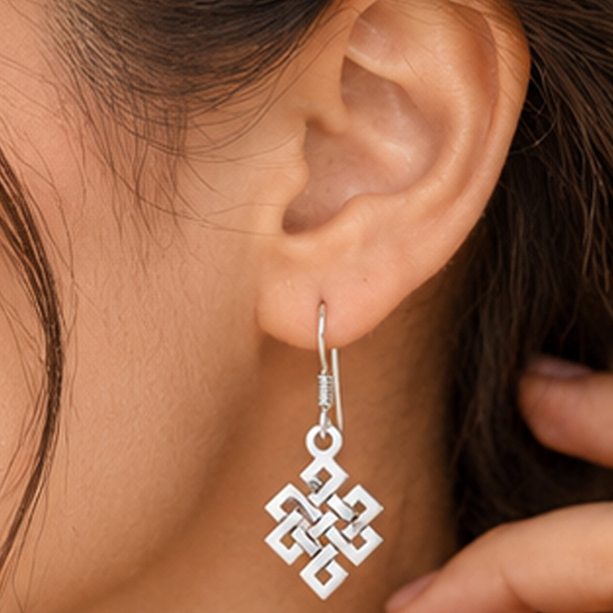 925 Sterling Silver Celtic Knot Dangle Earrings Endless Knot Hook Handmade Boho Jewelry Gift for Women