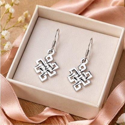 925 Sterling Silver Celtic Knot Dangle Earrings Endless Knot Hook Handmade Boho Jewelry Gift for Women