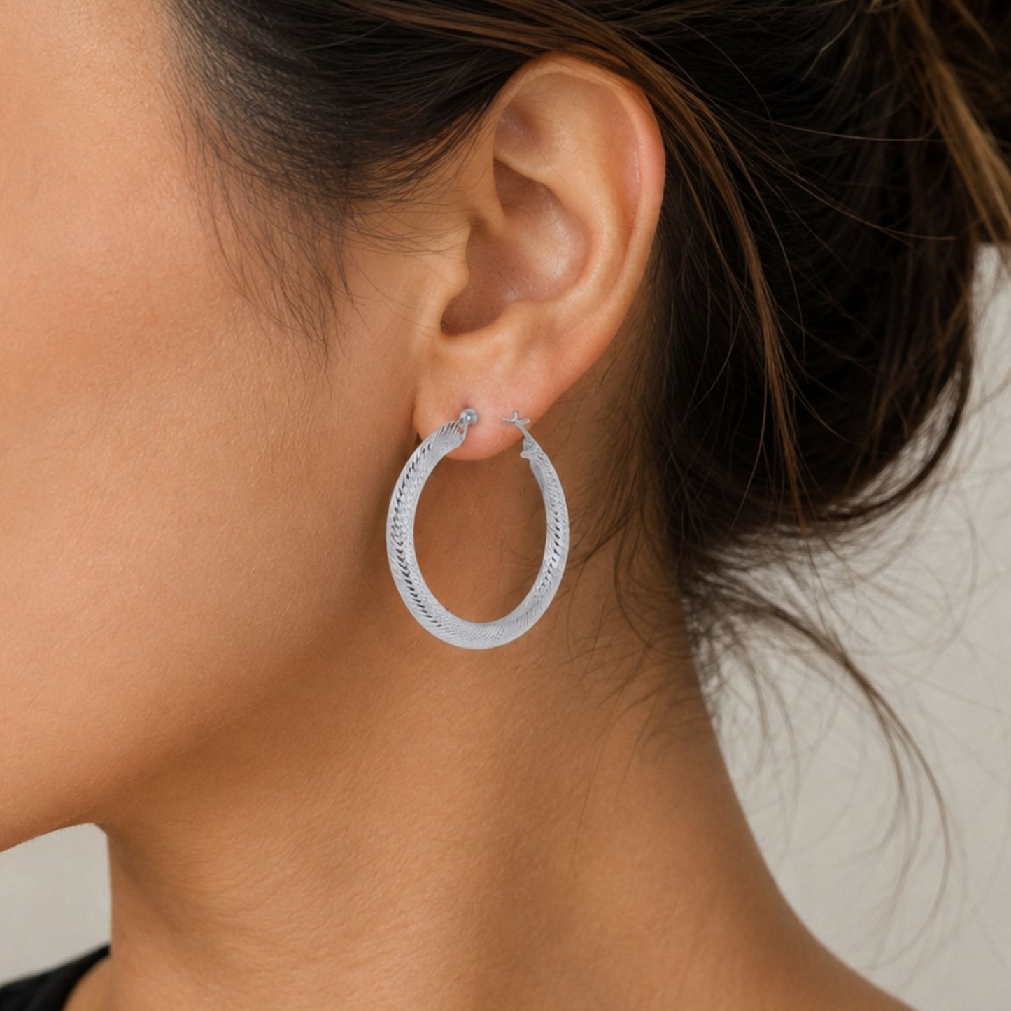 .925 Sterling Silver 4mm Thick Hoop Earrings Classic Everyday Jewelry for Women