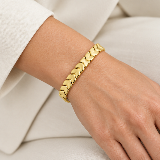 Golf Magnetic Therapy Bracelet Stainless Steel Link 7.5 Inch Power Jewelry Gift
