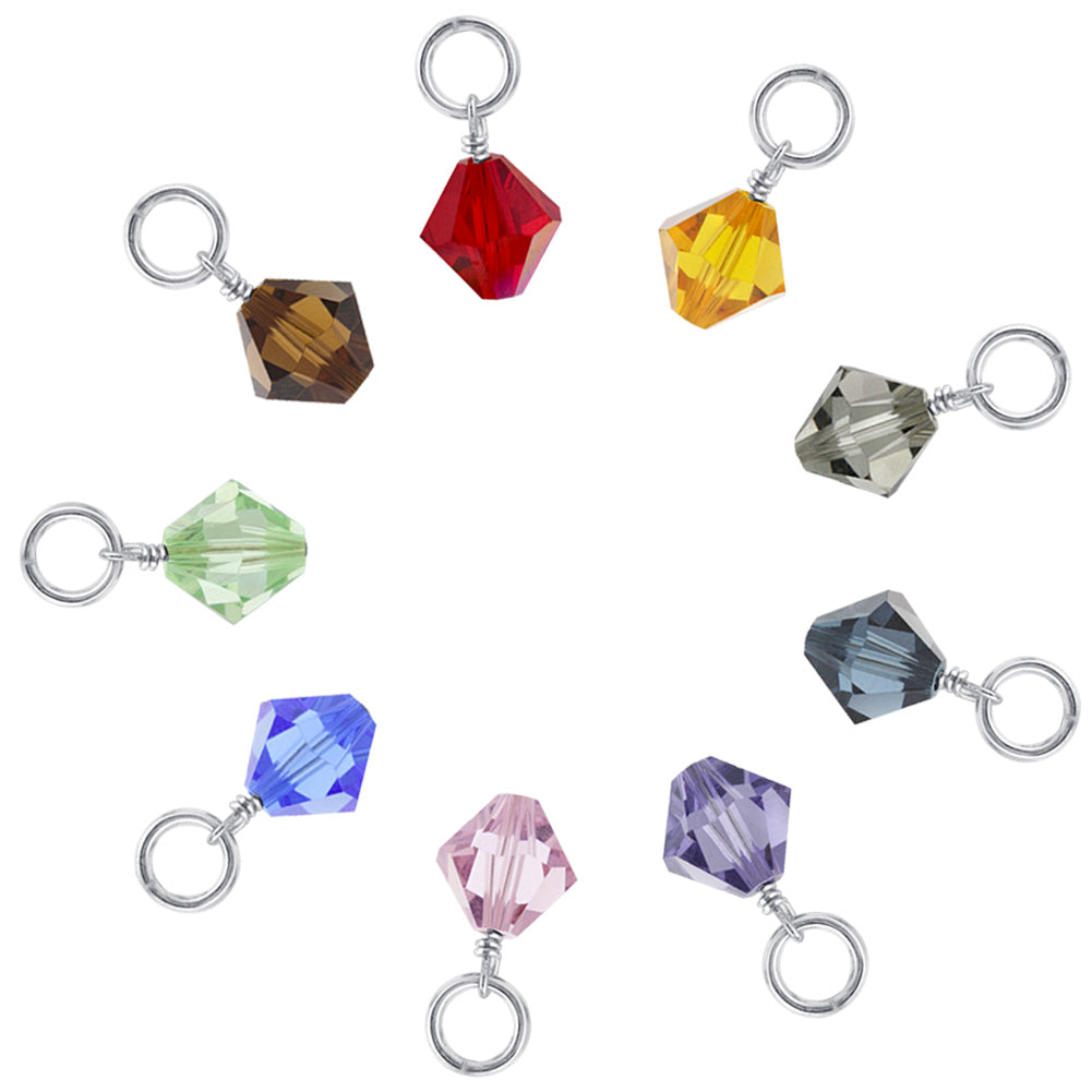 Austrian Crystal Bicone Birthstone 925 Sterling Silver Charm Pendant - Gem Avenue