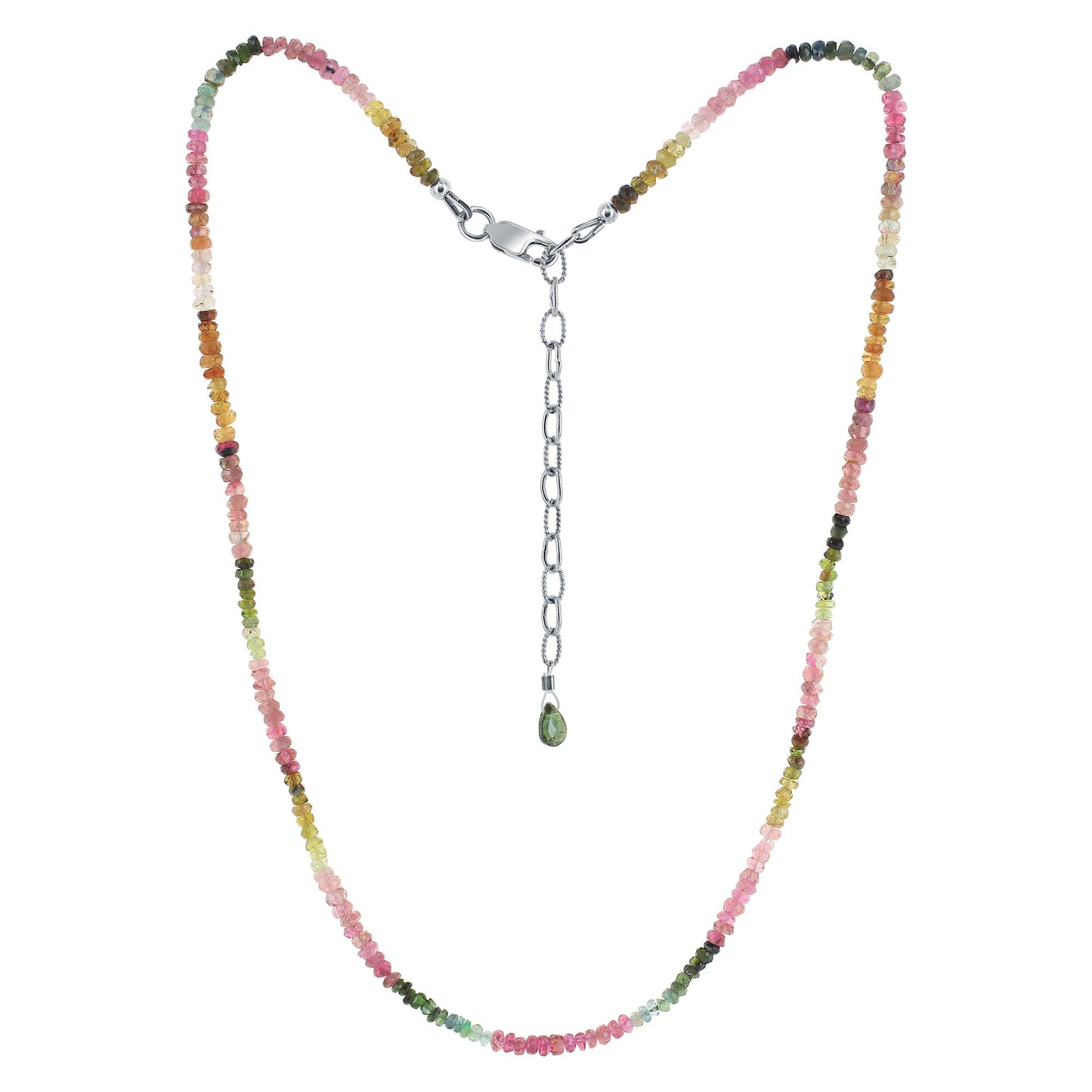 925 Sterling Silver Multi Tourmaline Gemstone Necklace for Women - Gem Avenue