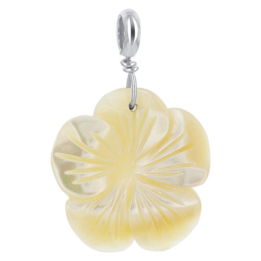 Mother of Pearl Flower Design 925 Sterling Silver Charm Pendant - Gem Avenue