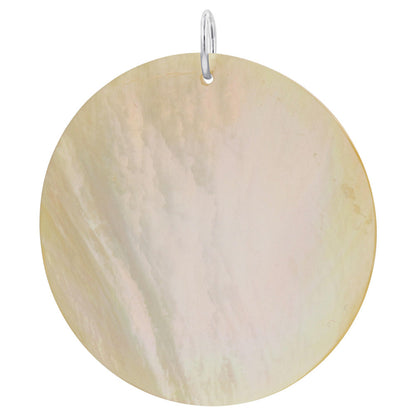 Mother of Pearl with Engraved on Gold Tone Sterling Silver Pendant - Gem Avenue