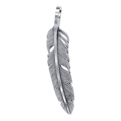 Turquoise Gemstone Inlay Feather Design .925 Sterling Silver Pendant