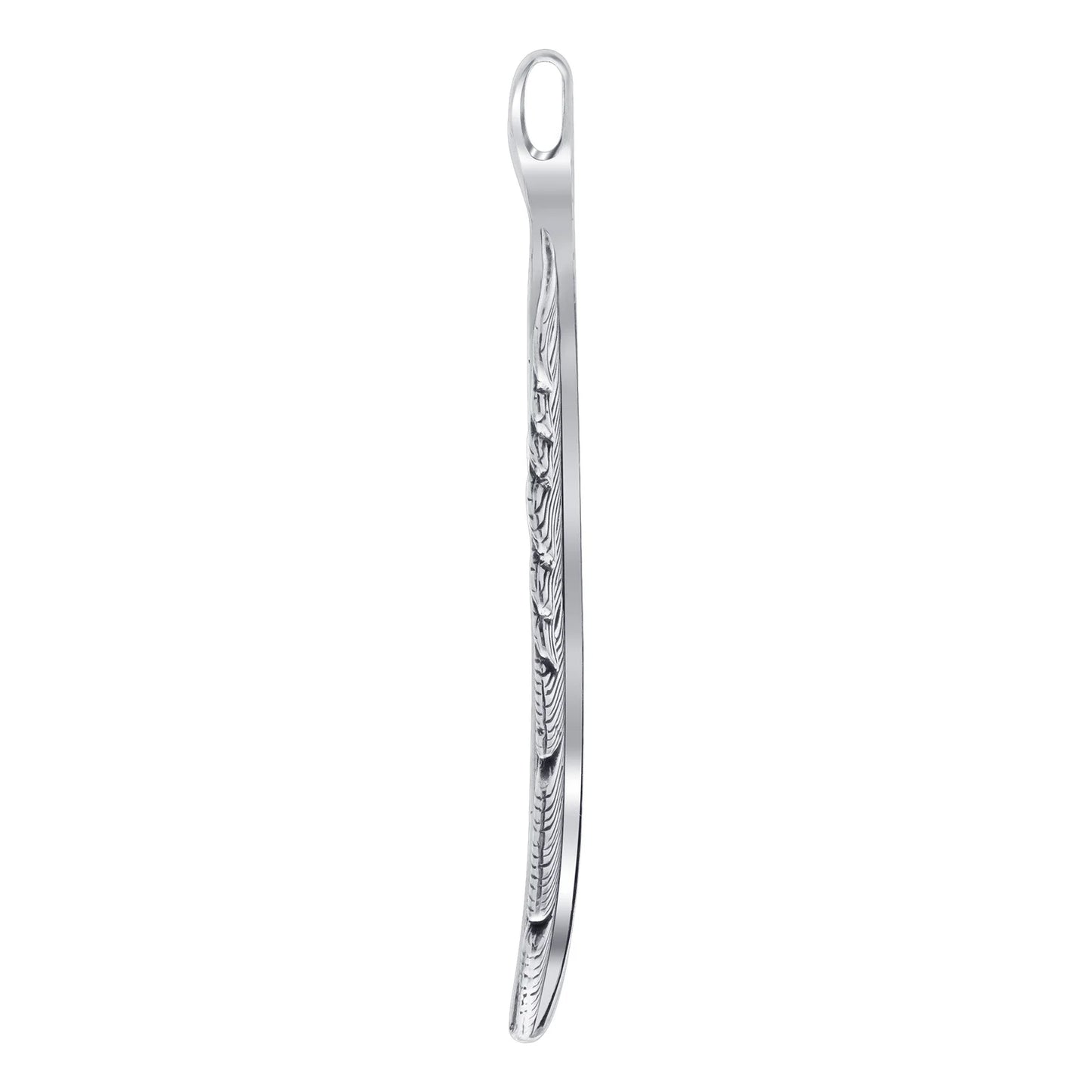 Turquoise Gemstone Inlay Feather Design .925 Sterling Silver Pendant