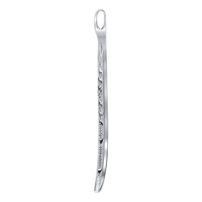 Turquoise Gemstone Inlay Feather Design .925 Sterling Silver Pendant