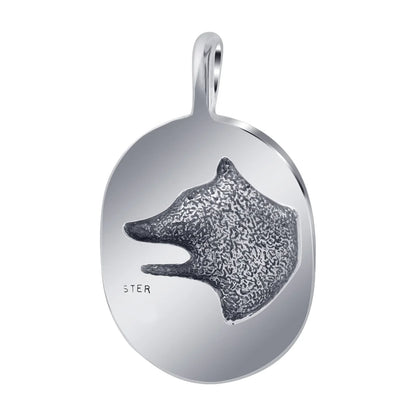 Turquoise Gemstone Inlay Wolf Head Design .925 Sterling Silver Pendant