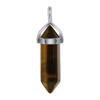 Tiger Eye Double Terminated Hexagonal Bullet Point Pendulum Gemstone Pendant - Gem Avenue