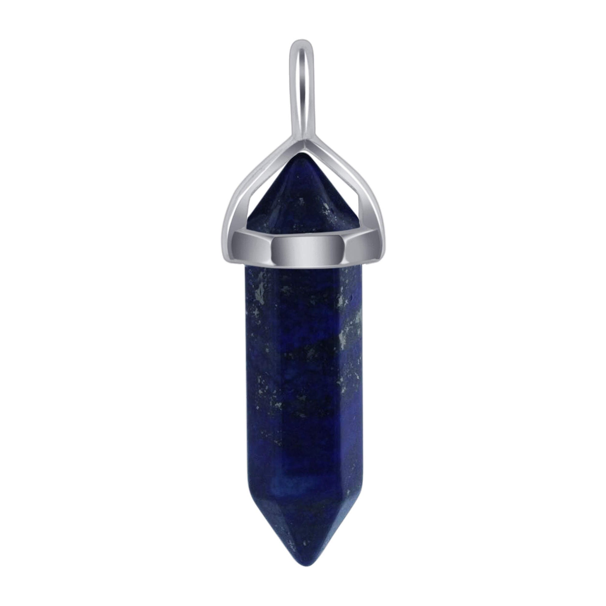 Lapis Lazuli Double Terminated Hexagonal Bullet Point Pendulum Gemstone Pendant - Gem Avenue