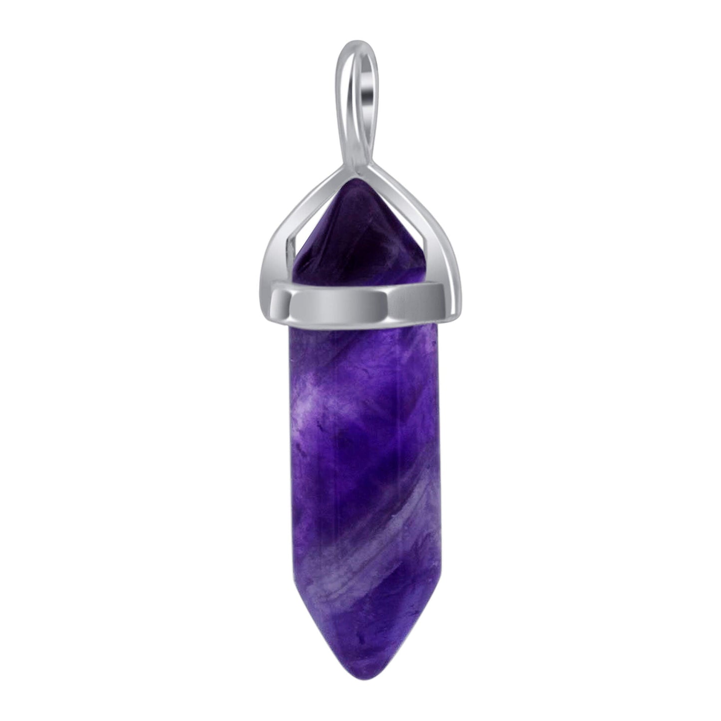 Amethyst Double Terminated Hexagonal Bullet Point Pendulum Gemstone Pendant - Gem Avenue