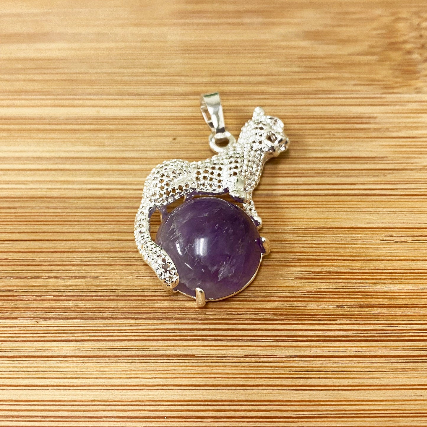 Genuine Gemstone Cheetah Pendant Stainless Steel Animal Jewelry for Men & Women Unique Wildlife Necklace