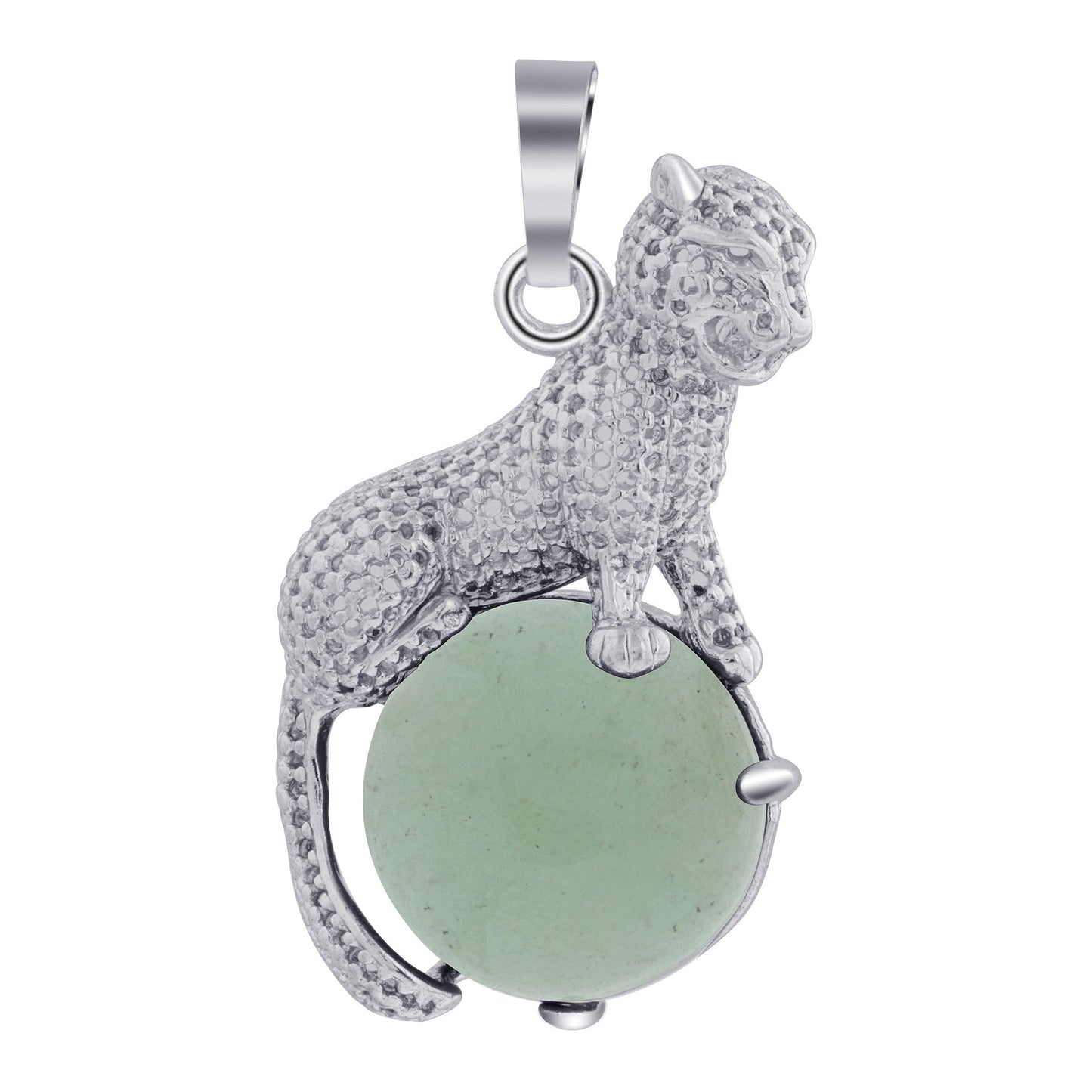 Genuine Gemstone Cheetah Pendant Stainless Steel Animal Jewelry for Men & Women Unique Wildlife Necklace