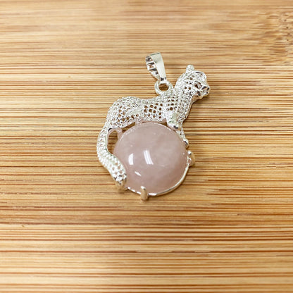 Genuine Gemstone Cheetah Pendant Stainless Steel Animal Jewelry for Men & Women Unique Wildlife Necklace