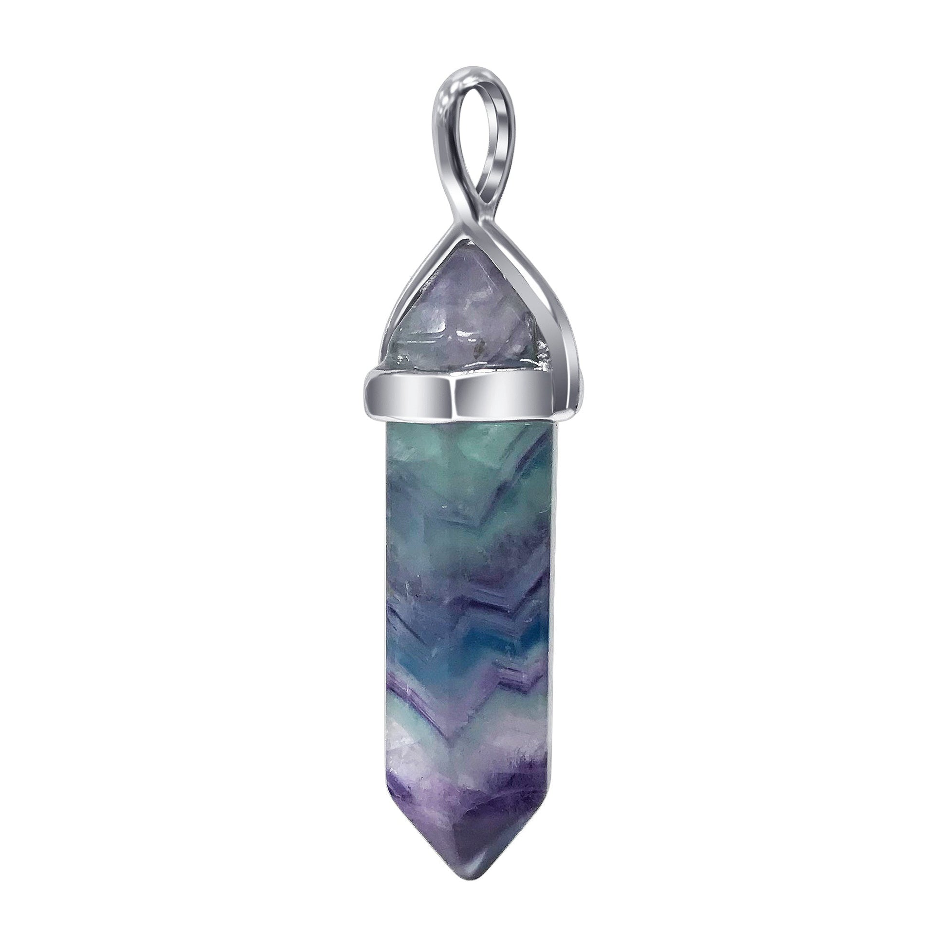 Fluorite Double Terminated Hexagonal Bullet Point Pendulum Gemstone Pendant - Gem Avenue