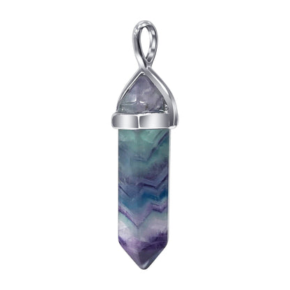 Fluorite Double Terminated Hexagonal Bullet Point Pendulum Gemstone Pendant - Gem Avenue