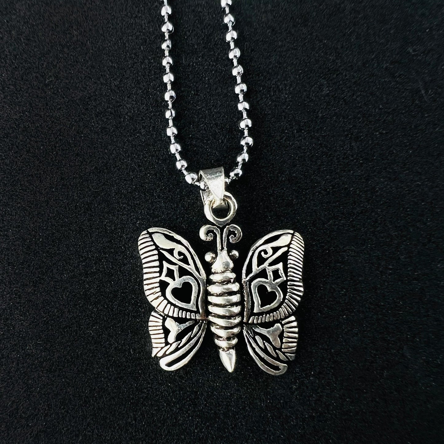 925 Sterling Silver Butterfly Love Heart Pendant Insect - Gem Avenue