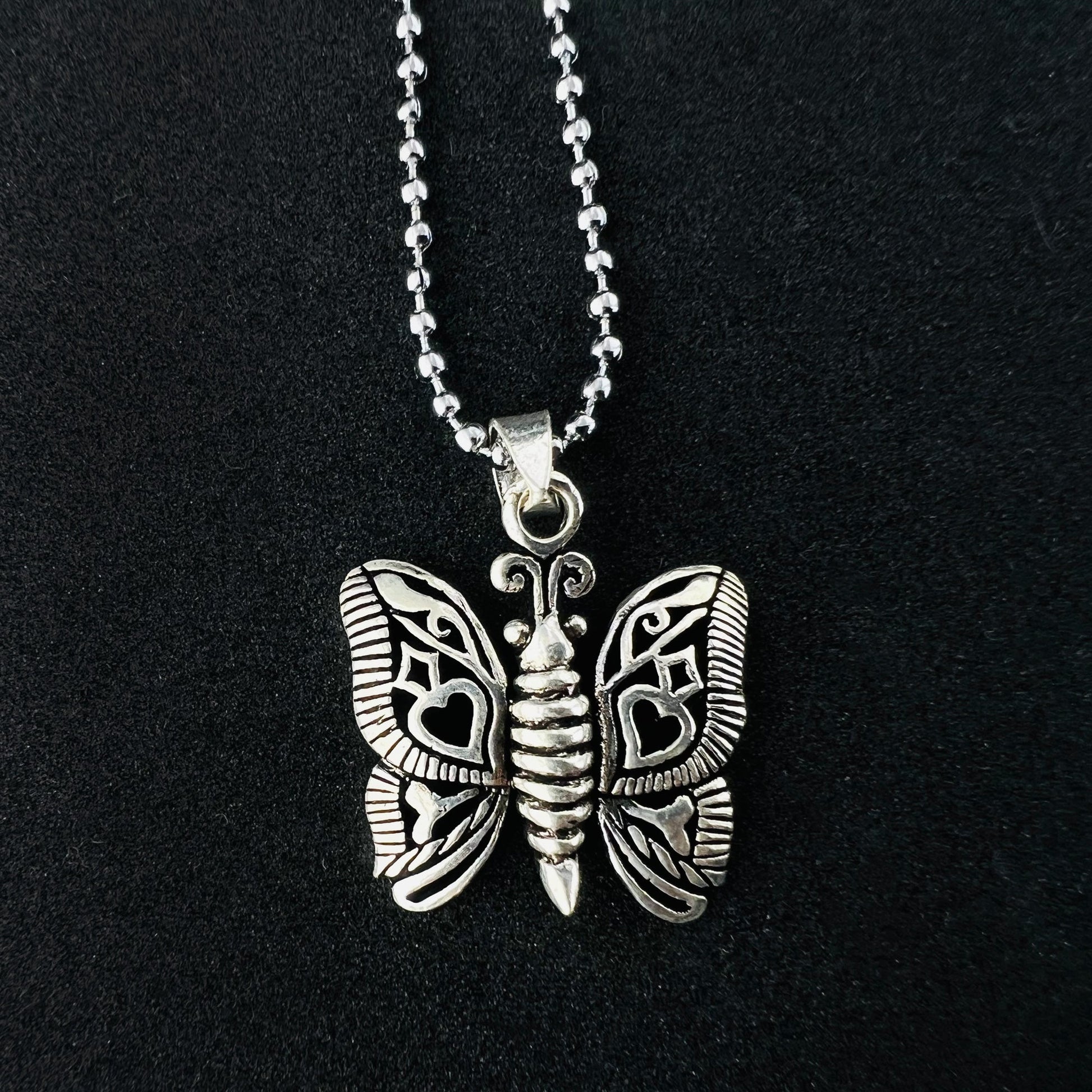 925 Sterling Silver Butterfly Love Heart Pendant Insect - Gem Avenue