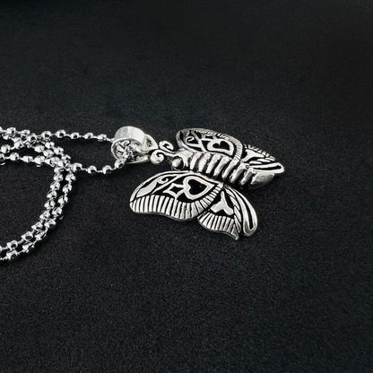 925 Sterling Silver Butterfly Love Heart Pendant Insect - Gem Avenue
