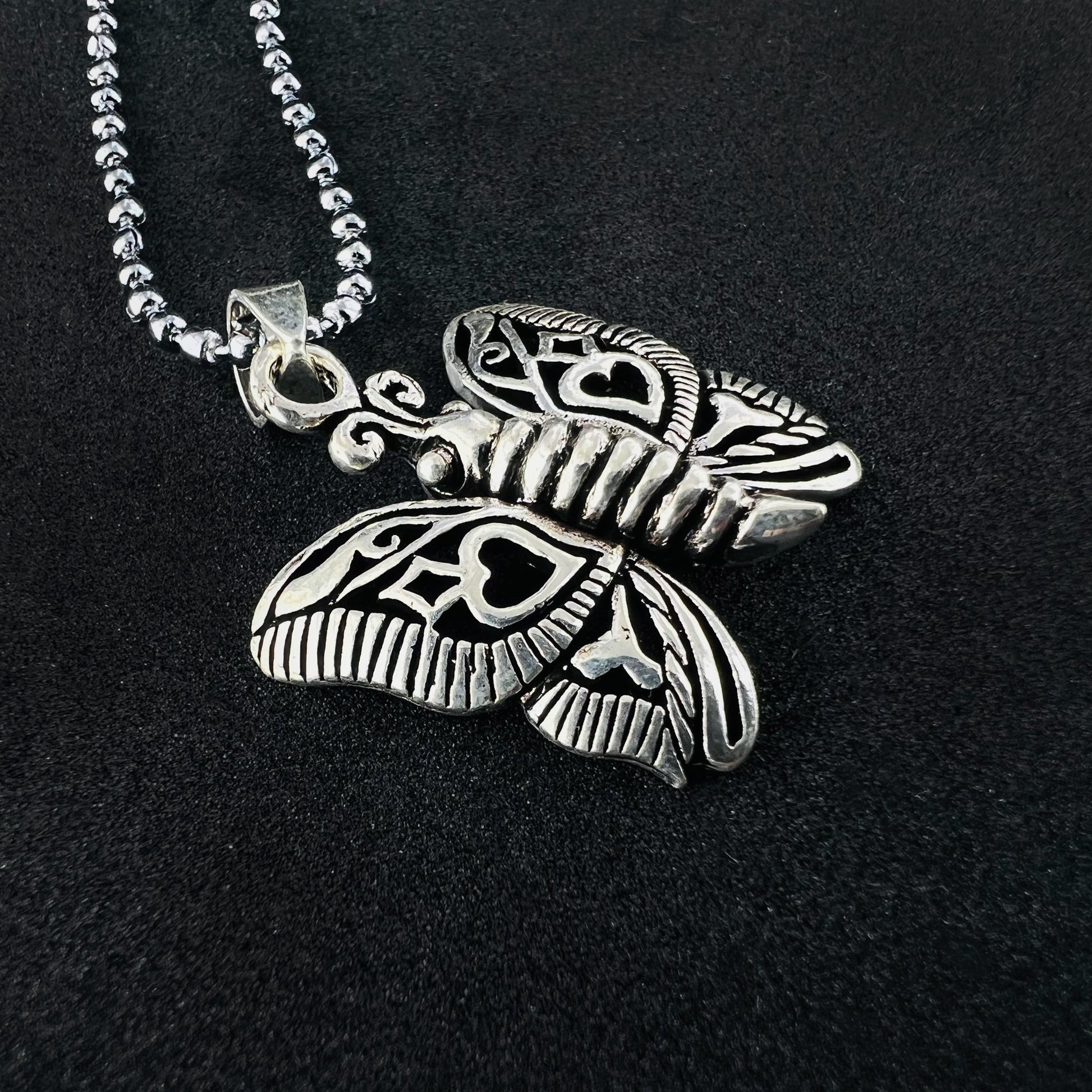 925 Sterling Silver Butterfly Love Heart Pendant Insect - Gem Avenue