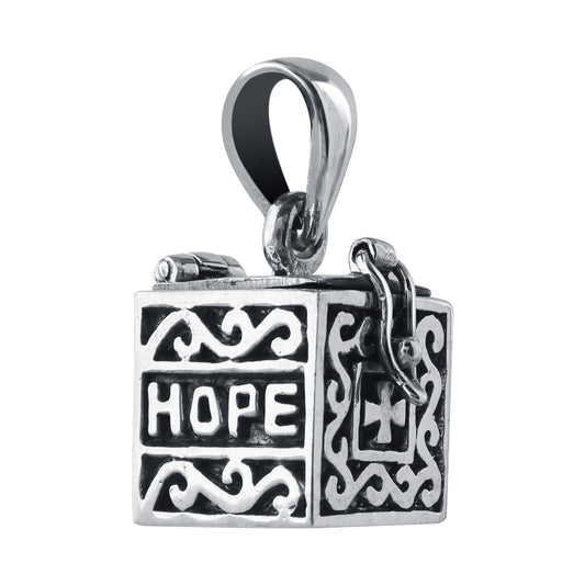 Inspirational Faith and Hope Prayer Box 925 Sterling Silver Pendant - Gem Avenue