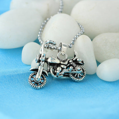 925 Sterling Silver Motorcycle Bike Pendant - Gem Avenue