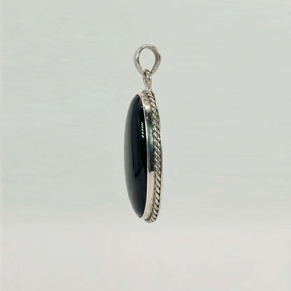 Black Onyx Oval Pendant in 925 Sterling Silver Natural Black Gemstone Minimalist Necklace - GP334