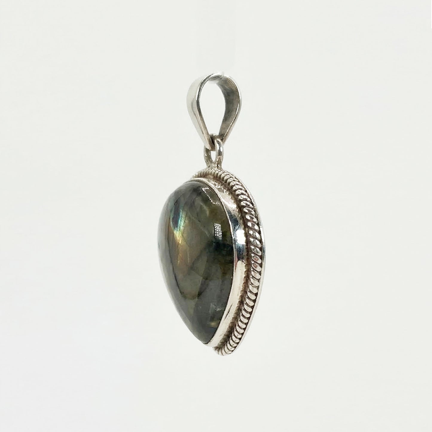 Labradorite Heart Pendant in 925 Sterling Silver Natural Flash Labradorite Gemstone Necklace - GP338