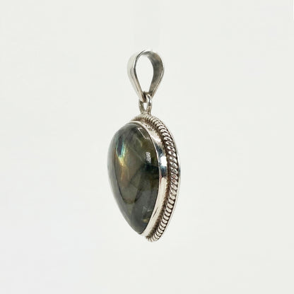Labradorite Heart Pendant in 925 Sterling Silver Natural Flash Labradorite Gemstone Necklace - GP338
