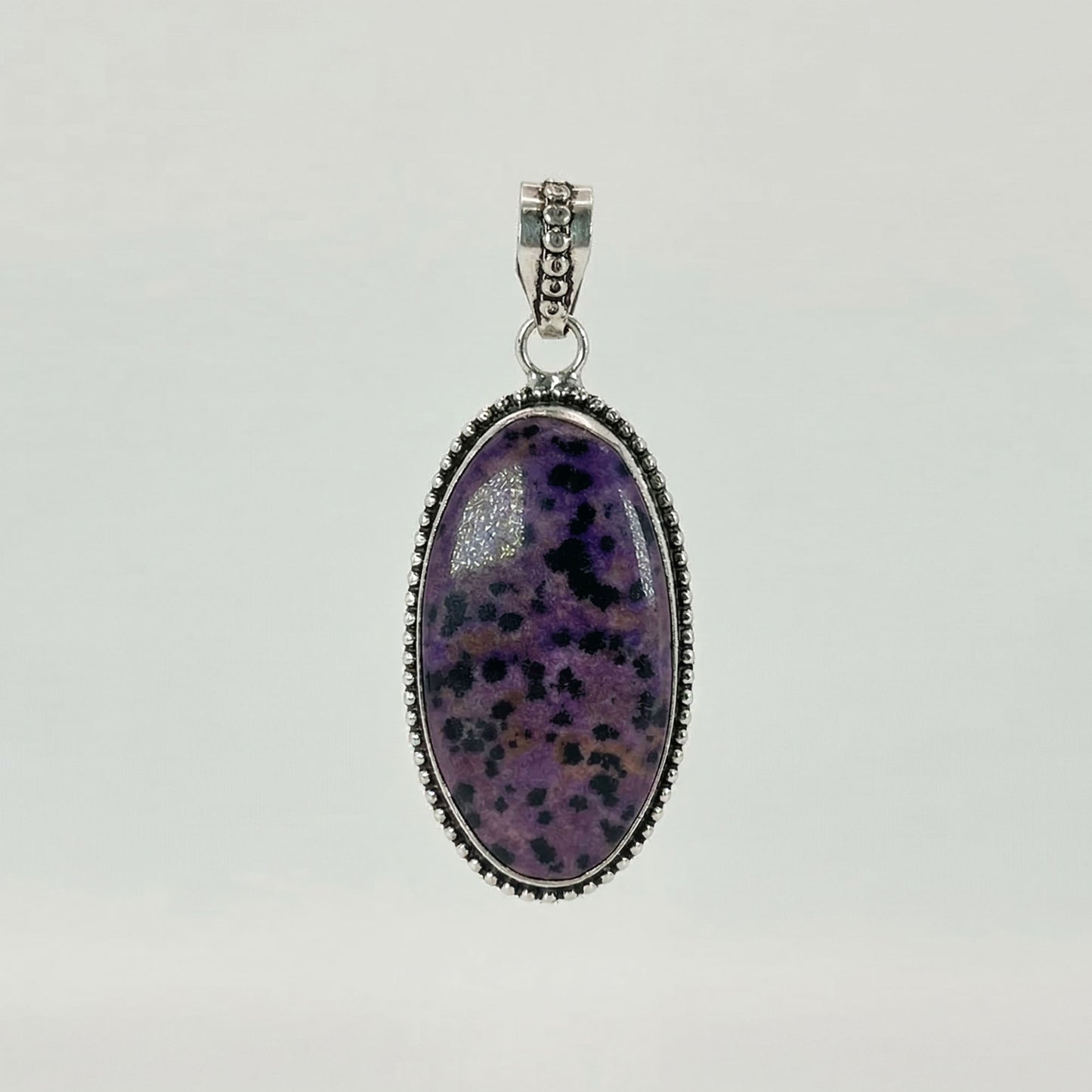 Purple Dalmation Jasper Pendant 925 Sterling Silver Artisan Jewelry - GP340