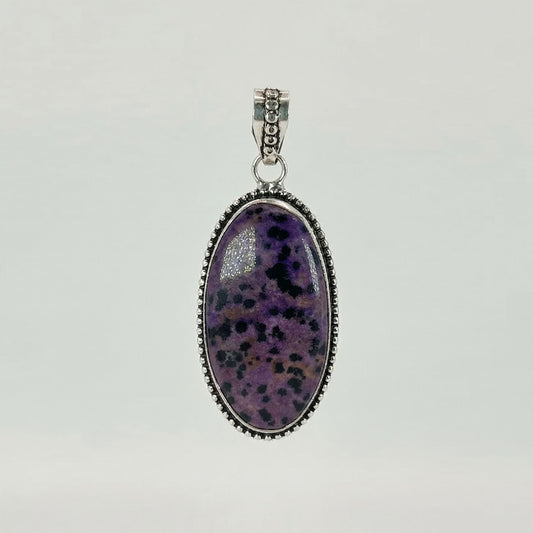 Purple Dalmation Jasper Pendant 925 Sterling Silver Artisan Jewelry - GP340