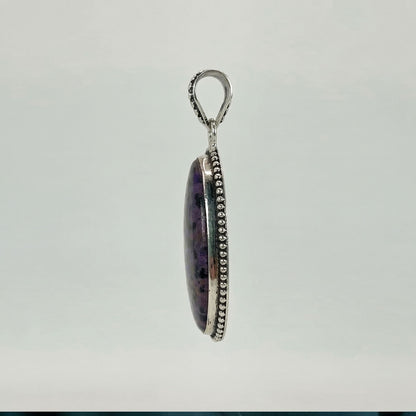 Purple Dalmation Jasper Pendant 925 Sterling Silver Artisan Jewelry - GP340