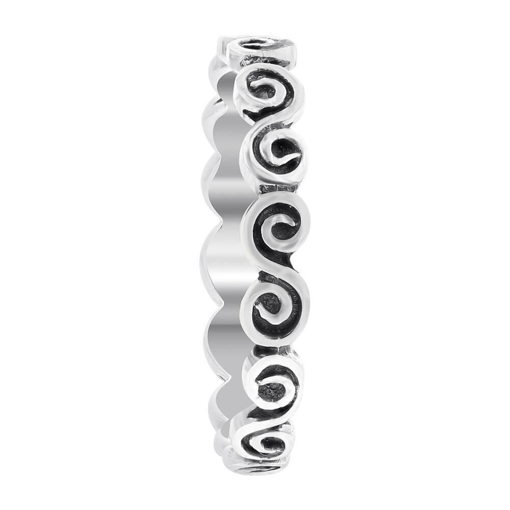 925 Sterling Silver Swirl Design Band Ring - Gem Avenue