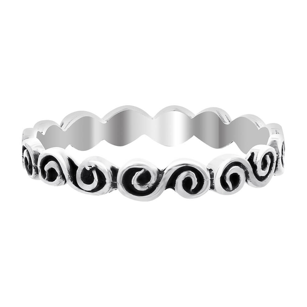925 Sterling Silver Swirl Design Band Ring - Gem Avenue
