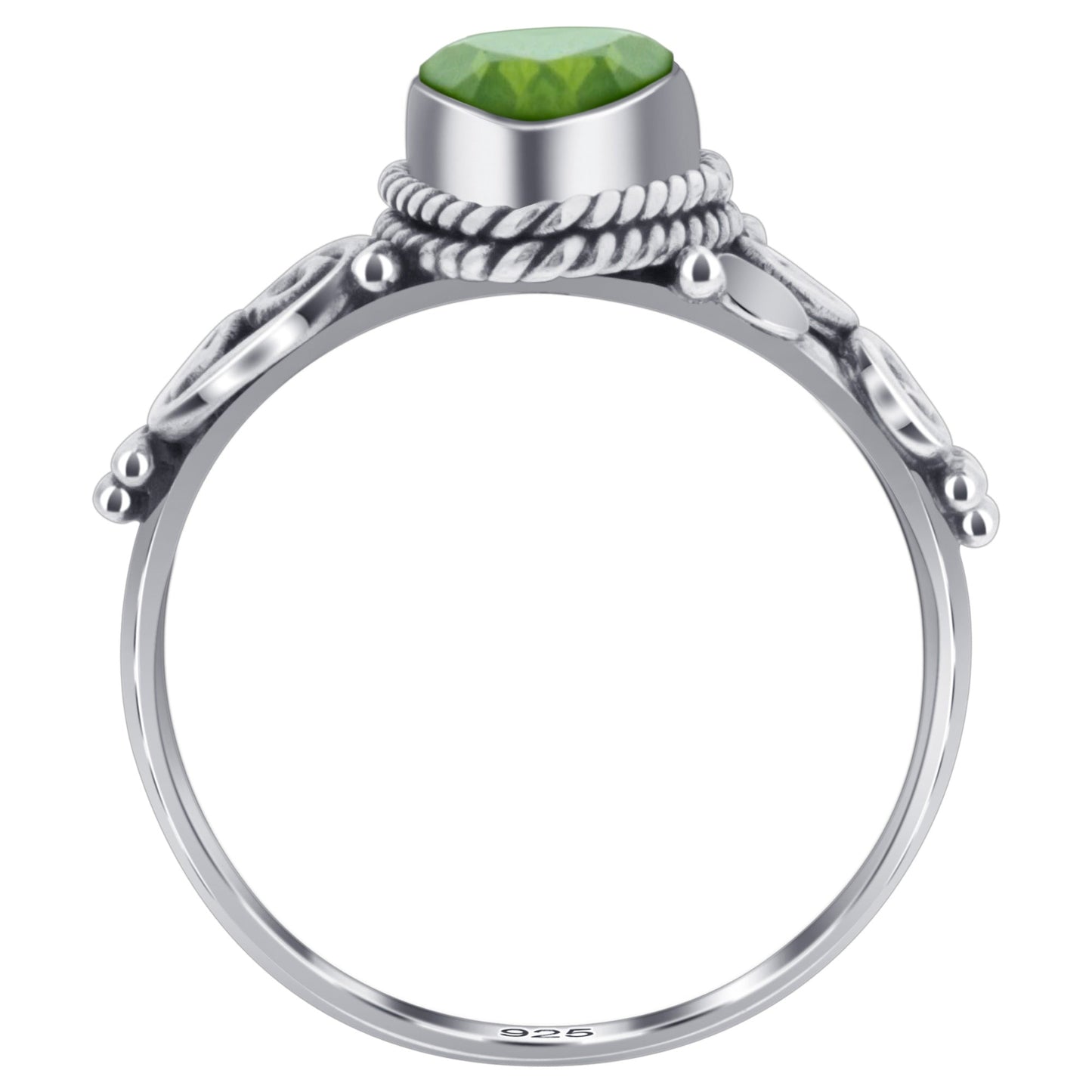 Pear Shape Peridot Gemstone 925 Sterling Silver Ring Size 5 for Women