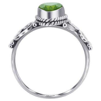 Pear Shape Peridot Gemstone 925 Sterling Silver Ring Size 5 for Women