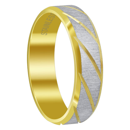 Men's 8mm Two Tone Stainless Steel Comfort Fit Band with Brushed Design Size 9