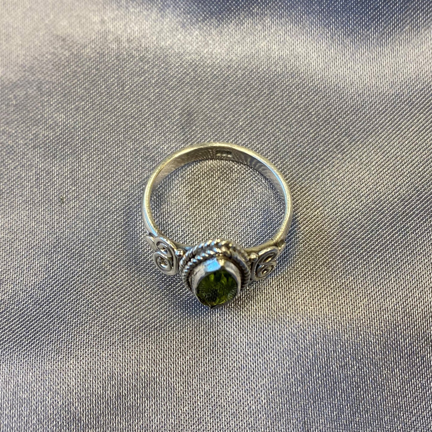Marquise Shape Genuine Peridot Gemstone Ring in .925 Sterling Silver