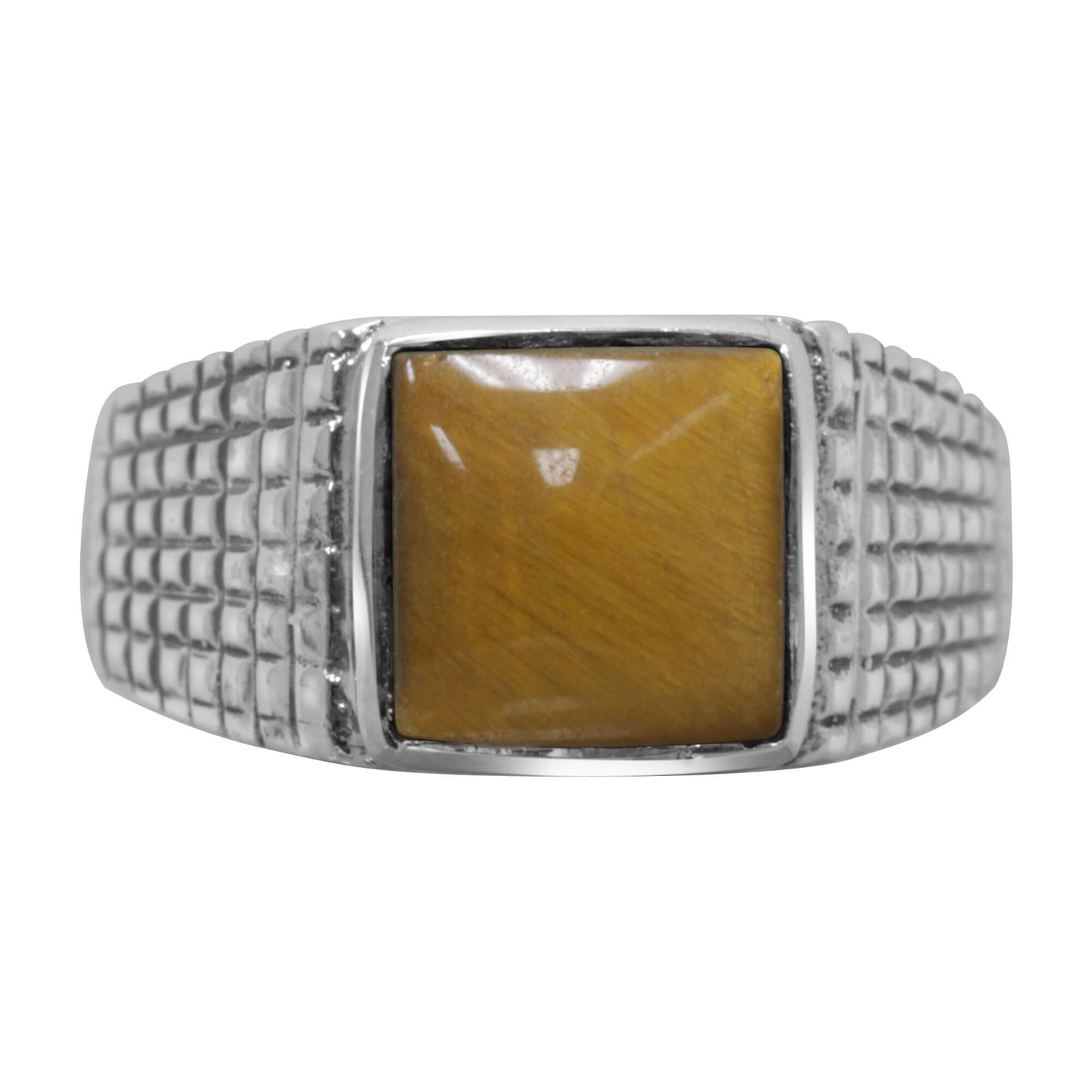 Natural Tiger Eye Gemstone 925 Sterling Silver Mens Ring Size 10