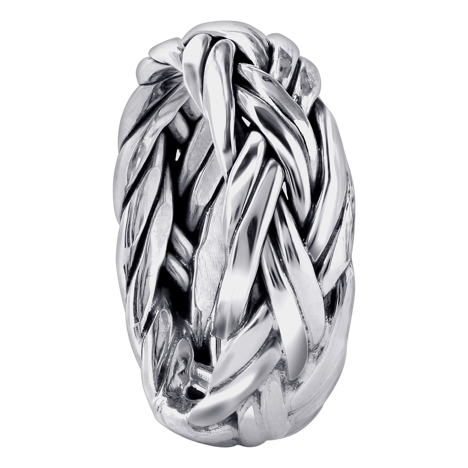 925 Sterling Silver High Polished Simple Braid Handmade Ring - Gem Avenue