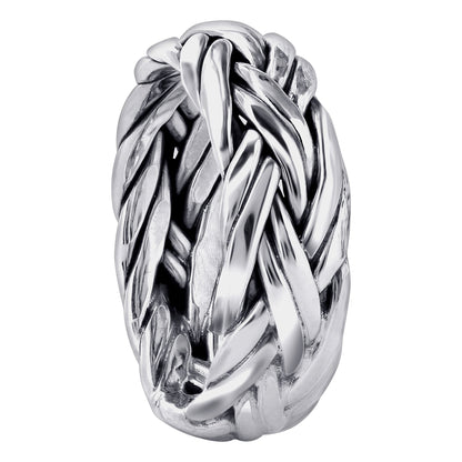925 Sterling Silver High Polished Simple Braid Handmade Ring - Gem Avenue
