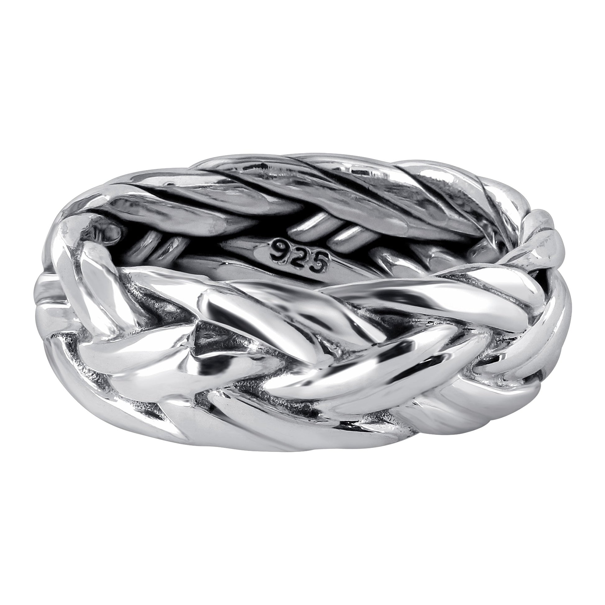 925 Sterling Silver High Polished Simple Braid Handmade Ring - Gem Avenue