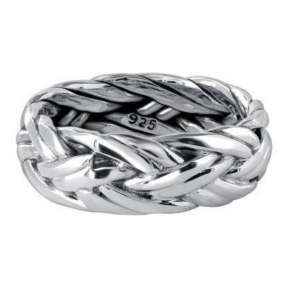 925 Sterling Silver High Polished Simple Braid Handmade Ring - Gem Avenue
