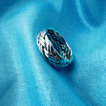 925 Sterling Silver High Polished Simple Braid Handmade Ring - Gem Avenue