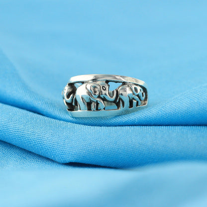 Tribal Elephant 925 Sterling Silver Ring - Gem Avenue