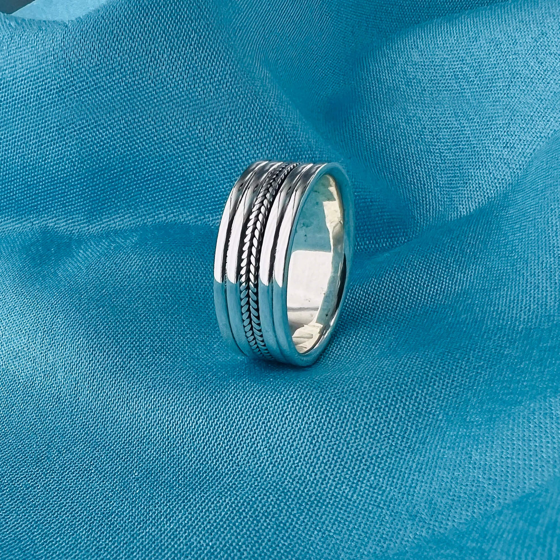 Men's Braided 925 Sterling Silver Band Ring - Gem Avenue