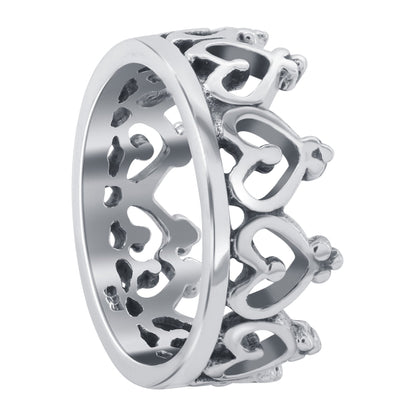 Heart Imperial King Crown 925 Sterling Silver Band Ring - Gem Avenue