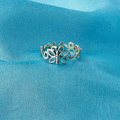 Butterfly Swirl Design 925 Sterling Silver Ring - Gem Avenue