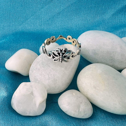 Butterfly Swirl Design 925 Sterling Silver Ring - Gem Avenue